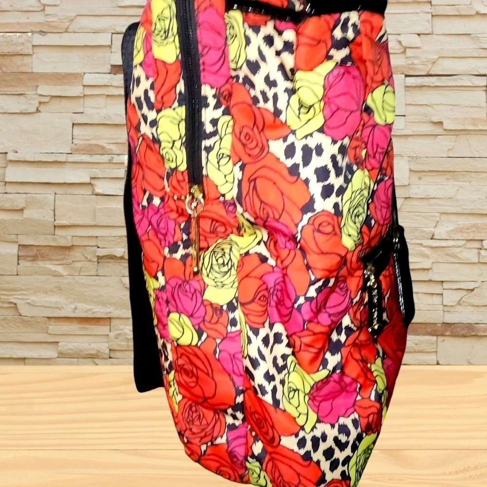 Betsy Johnson Backpack/Purse Leopard with Roses - Picture 7 of 11